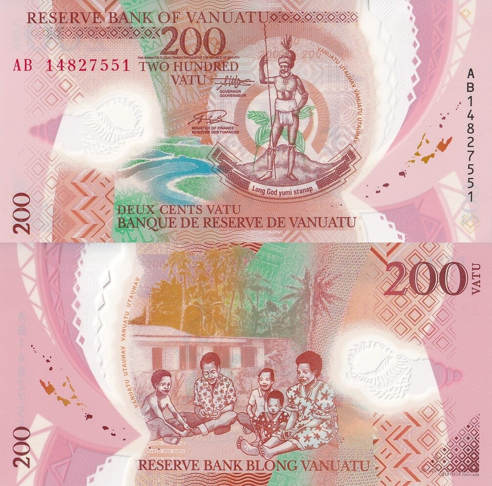 Vanuatu 200 Vatu 2014 P 12a Polymer UNC