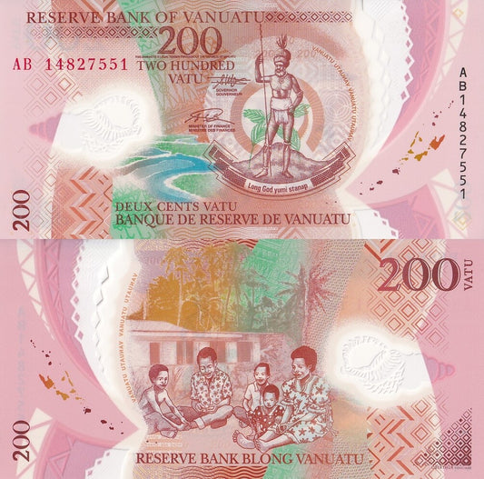 Vanuatu 200 Vatu 2014 P 12a Polymer UNC