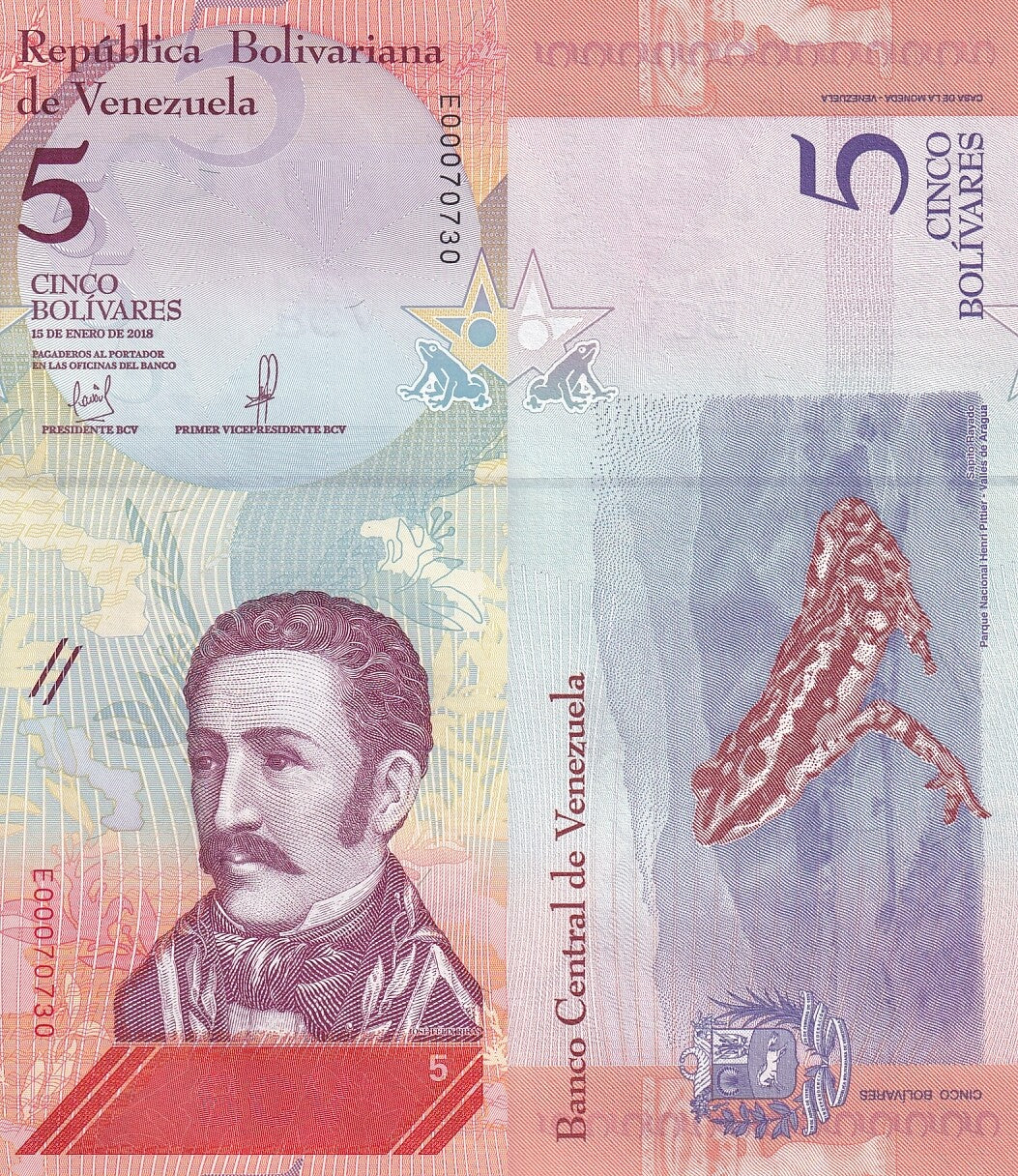 Venezuela 5 Bolivares 2018 P 102 UNC