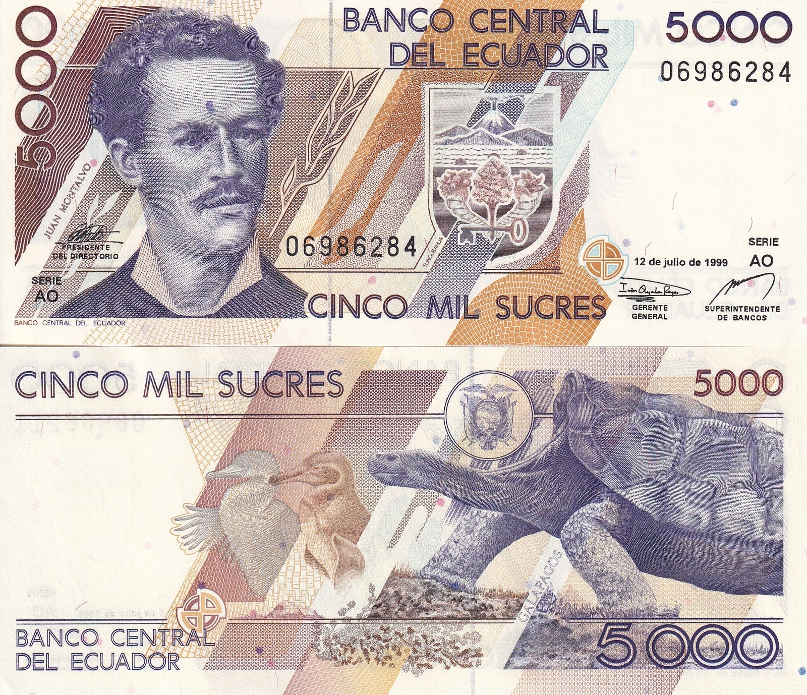 Ecuador 5000 Sucres 1999 P 128c UNC