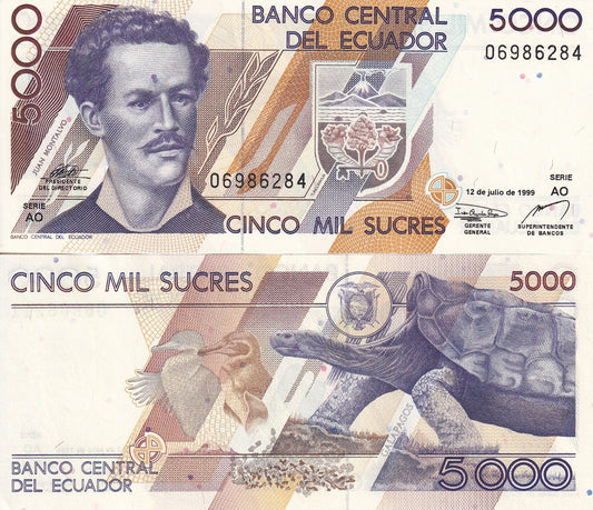 Ecuador 5000 Sucres 1999 P 128c UNC