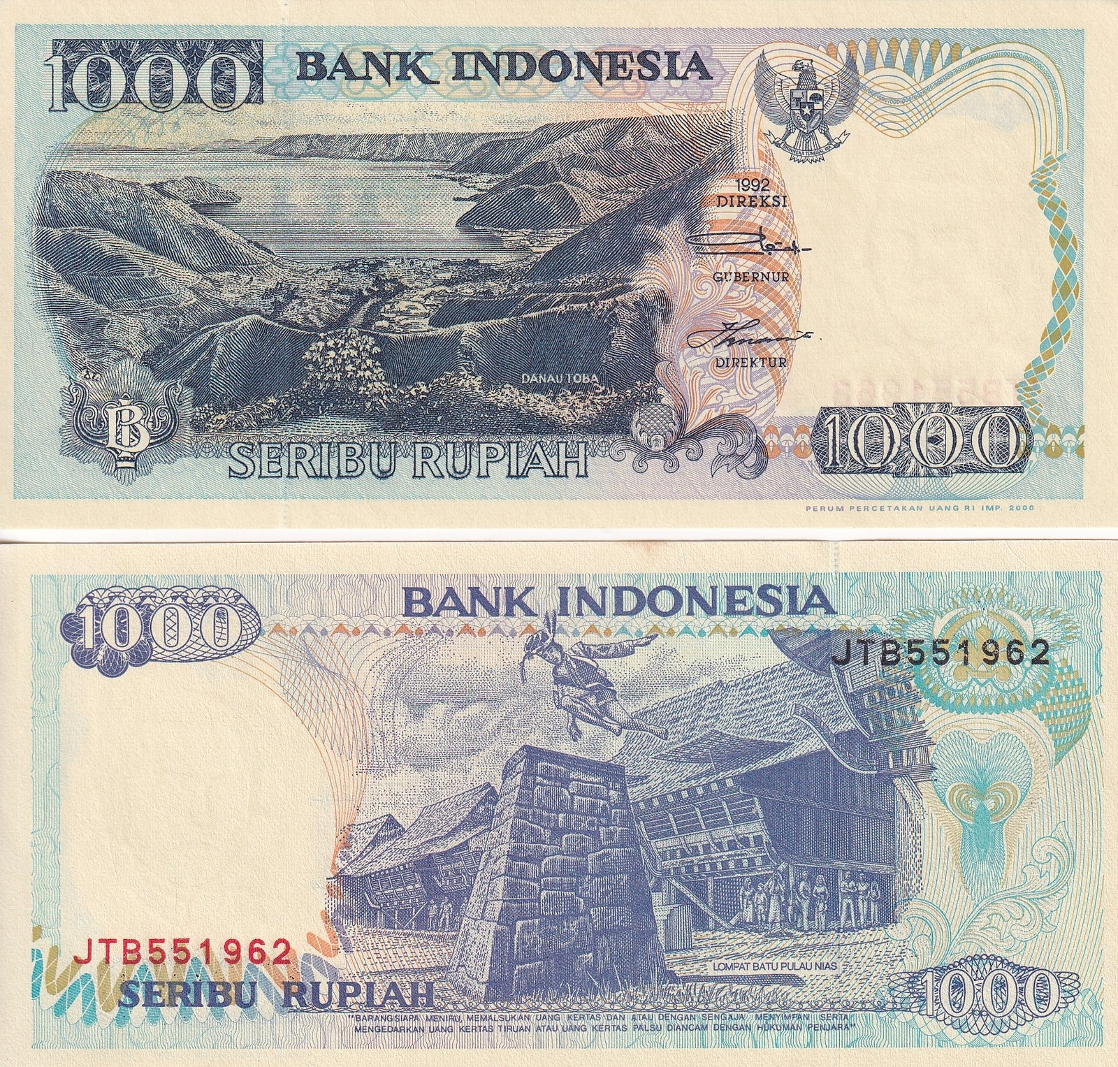 Indonesia 1000 Rupiah 1992-2000 P 129i UNC