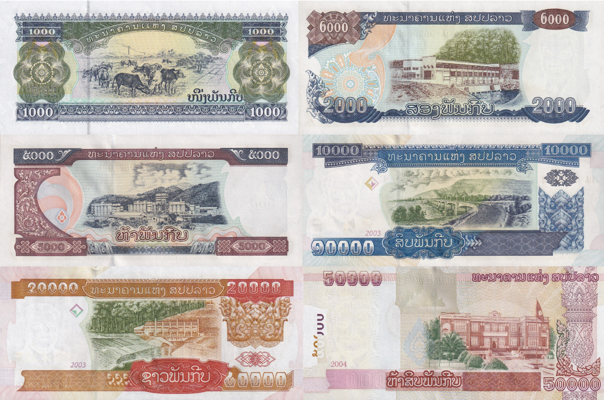 LAOS 1000 2000 5000 10000 20000 50000 Kip 2002-2004 P 32-38 UNC Set 6 pcs