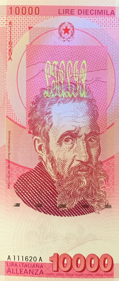 Italian 10000 Lisa Currency Collection UNC Commemorative Test Note