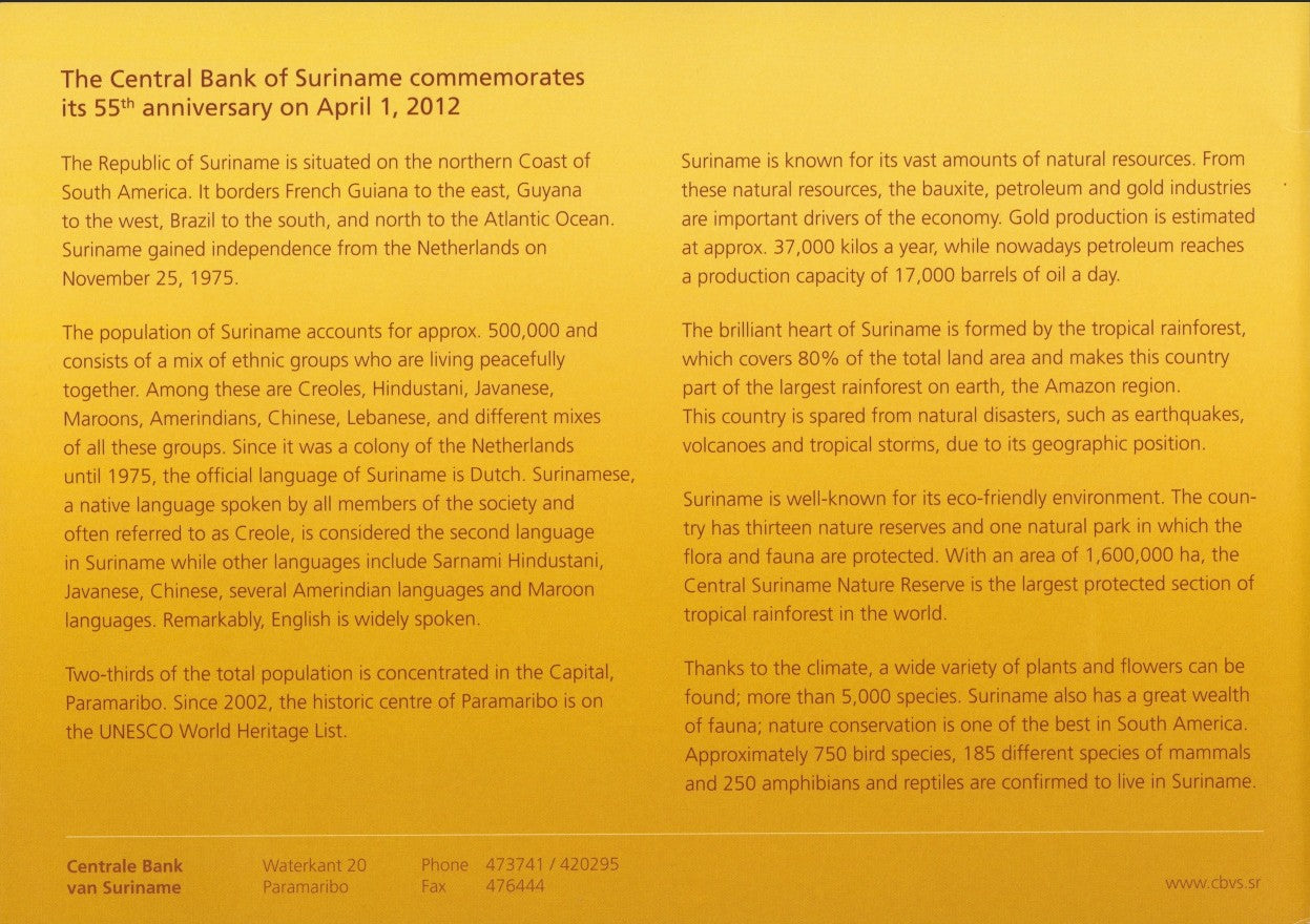 Suriname Commemorative 50 Dollars 2012 P 167 UNC PMG 67 EPQ With Folder