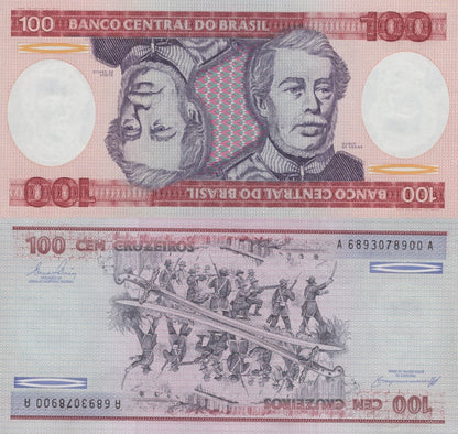Brazil 100 Cruzeiros ND (1981-1984) P 198 UNC 1/10 Bundle Lot 10 pcs