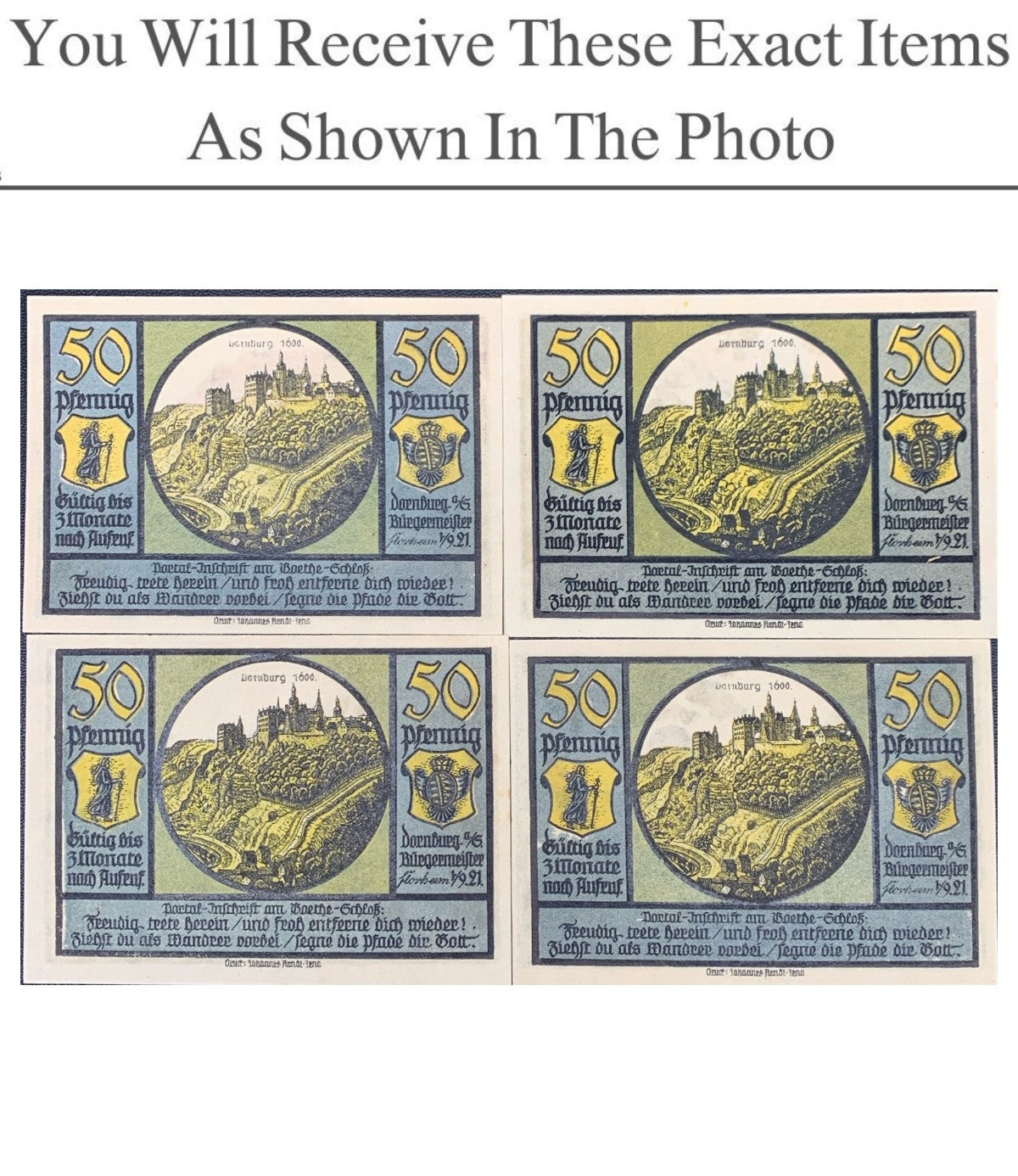 Germany Notgeld DORNBURG 50 Pfenning 1921 Set 4 pcs