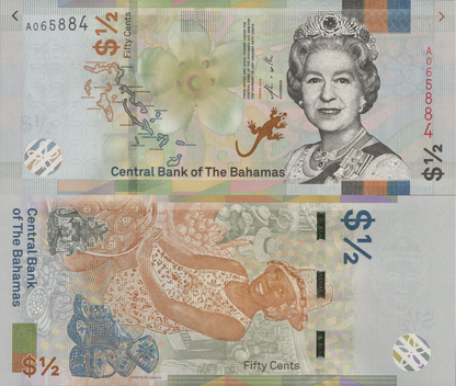 Bahamas 1/2 Dollar 2019 P A77 QEII UNC 1/10 Bundle Lot 10 pcs