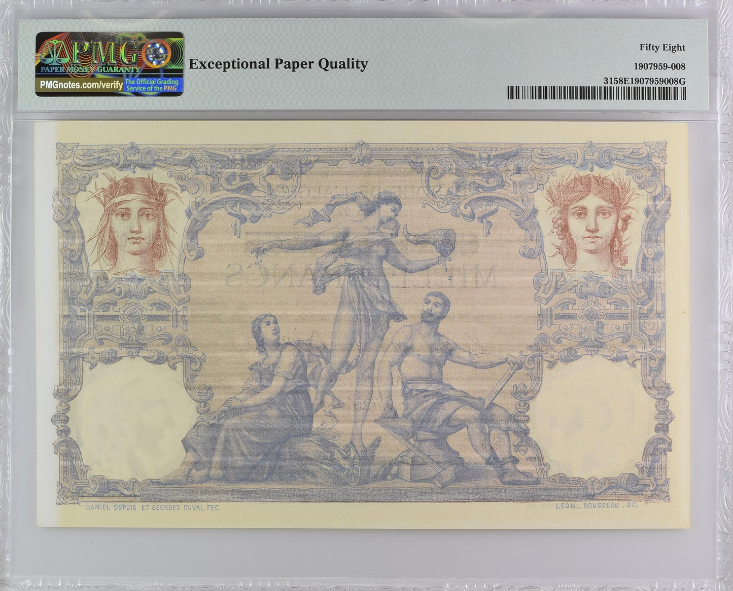 Tunisia German Occupation WWll 1000 Fr. on 100 Fr. ND 1942-43 P 31 AU PMG 58 EPQ