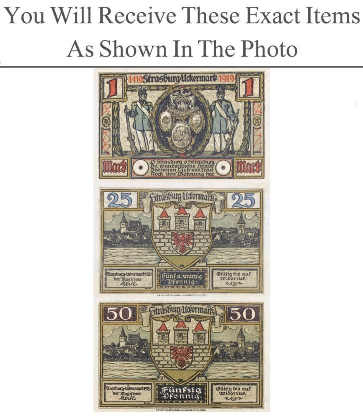 Germany Notgeld STRASBURG 1 25 50  Pfennig 1921 Full Set 3 pcs