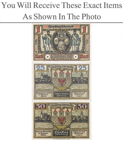 Germany Notgeld STRASBURG 1 25 50  Pfennig 1921 Full Set 3 pcs