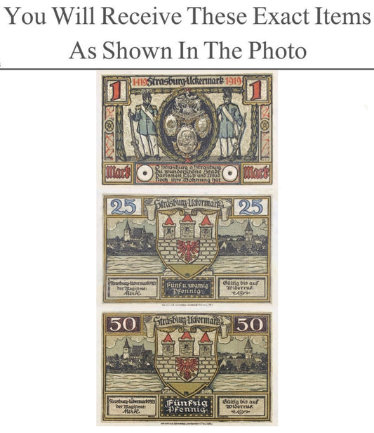 Germany Notgeld STRASBURG 1 25 50  Pfennig 1921 Full Set 3 pcs