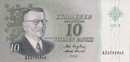 Finland 10 Markkaa 1963 P 104 Litt. A UNC