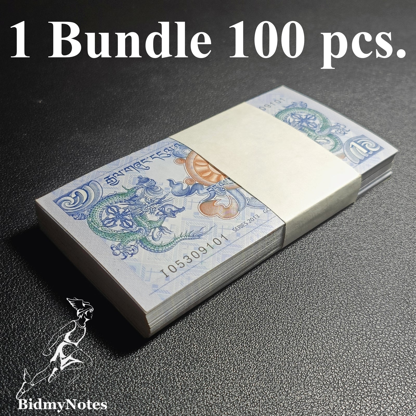 Bhutan 1 Ngultrum 2013 P 27b Simtokha Dzong Dragons UNC 1 Bundle 100 pcs.