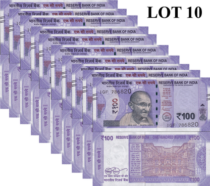 India 100 Rupees 2022 P 112 UNC 1/10 Bundle Lot 10 pcs