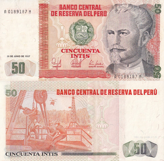 Peru 50 Intis 1987 P 131b UNC FOXING