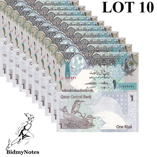 Qatar 1 Riyal ND (2008) P 28(2) UNC Lot 10 pcs