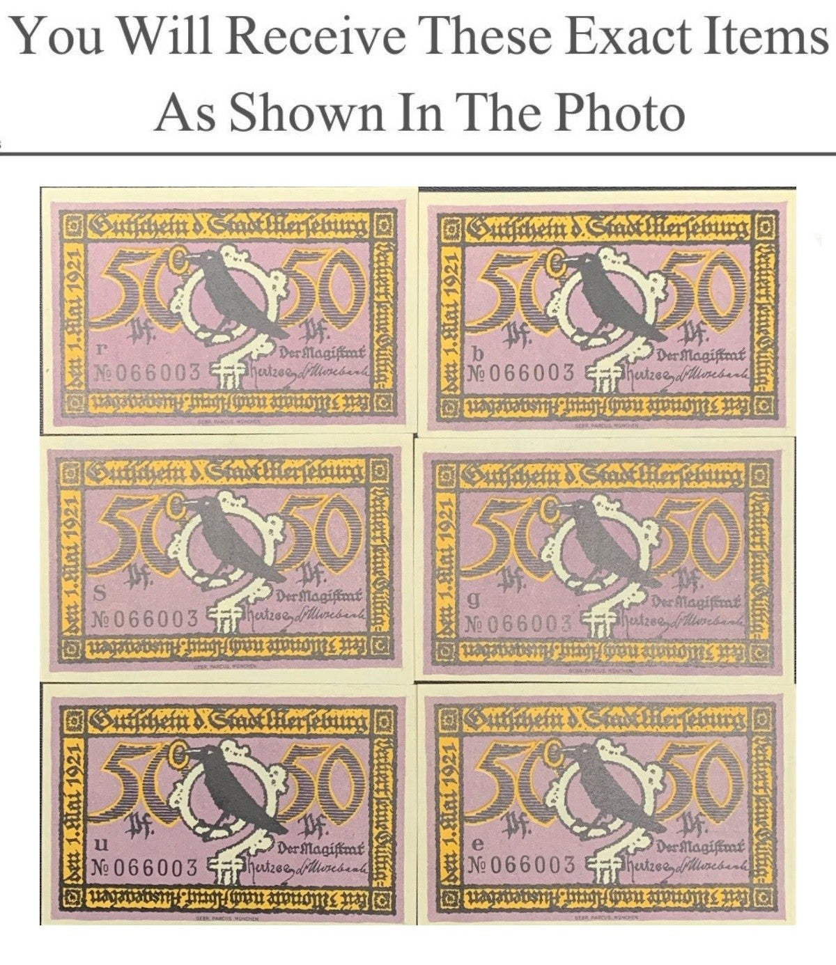 Germany Notgeld MERSEBURG 50 Pfennig 1921 Full Set 6 pcs