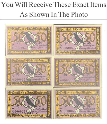 Germany Notgeld MERSEBURG 50 Pfennig 1921 Full Set 6 pcs