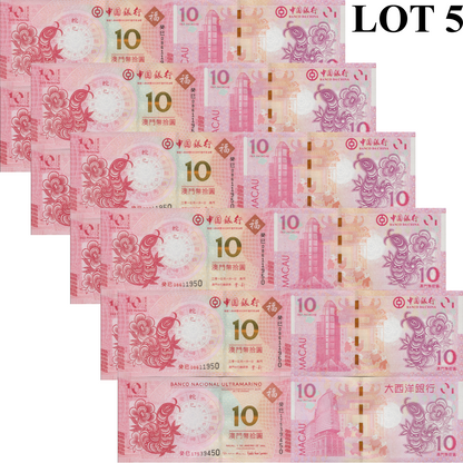 Macau Macao 10 2013 P 86 116 UNC BOC BNU COMM. Chinese Lunar Snake Set 2 Lot 5