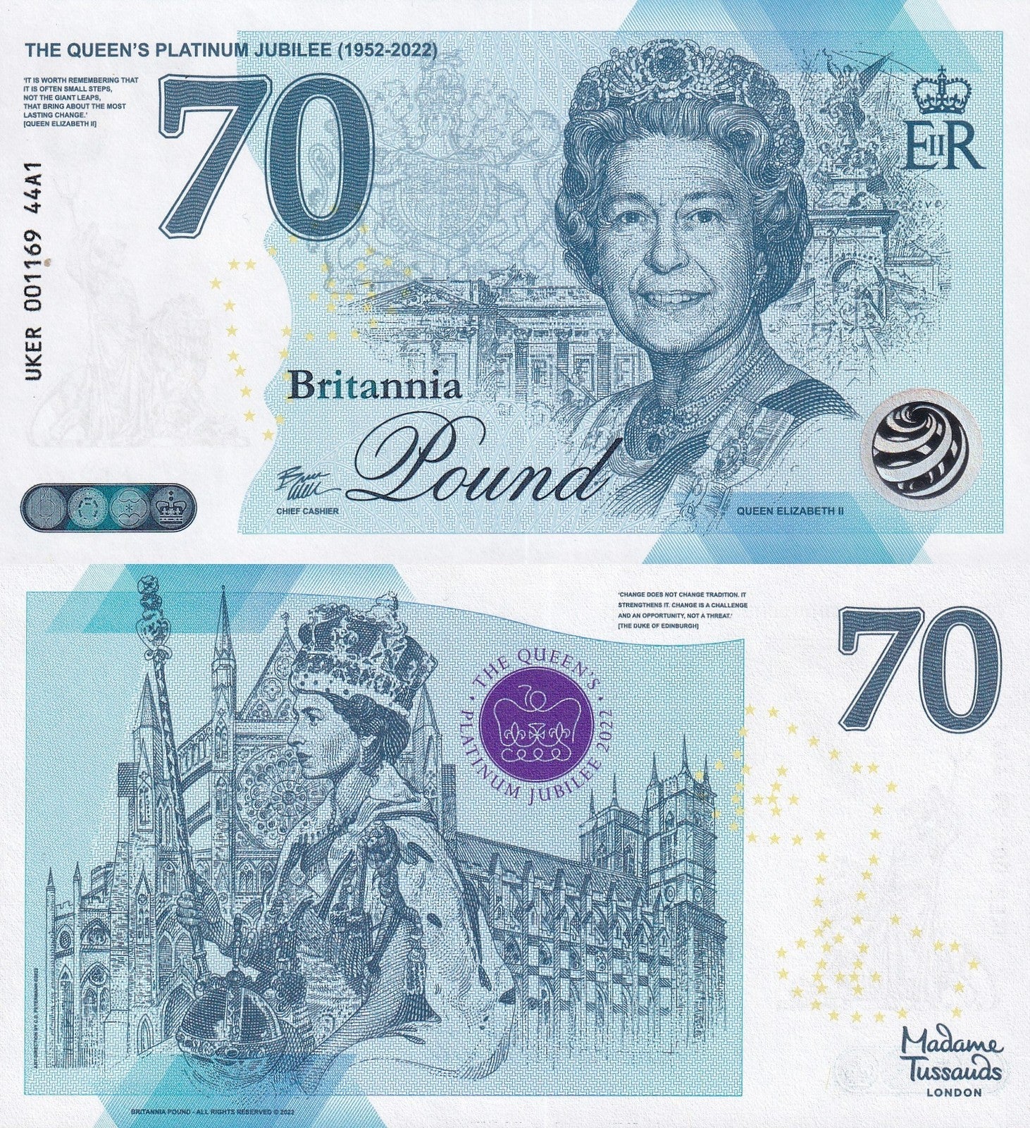 Great Britain UK TEST NOTE 2022 COMM. Queen Platinam Jubilee 70th Type A1 UNC