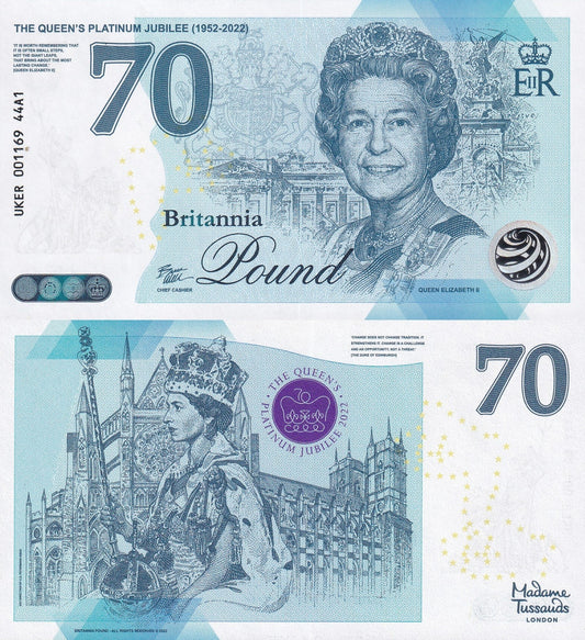 Great Britain UK TEST NOTE 2022 COMM. Queen Platinam Jubilee 70th Type A1 UNC