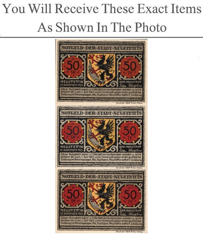Germany Notgeld NEUSTETTIN 50 Pfennig 1921 Full Set 3 pcs
