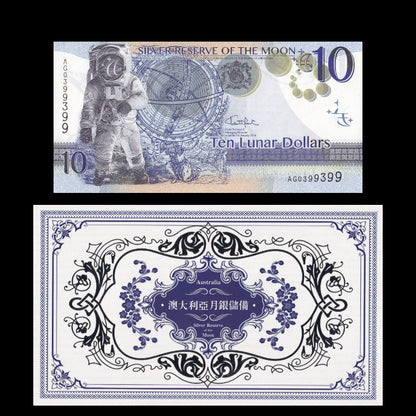 Australia 10 Lunar Dollars 2014 UNC Silver Reserve of the Moon With Folder