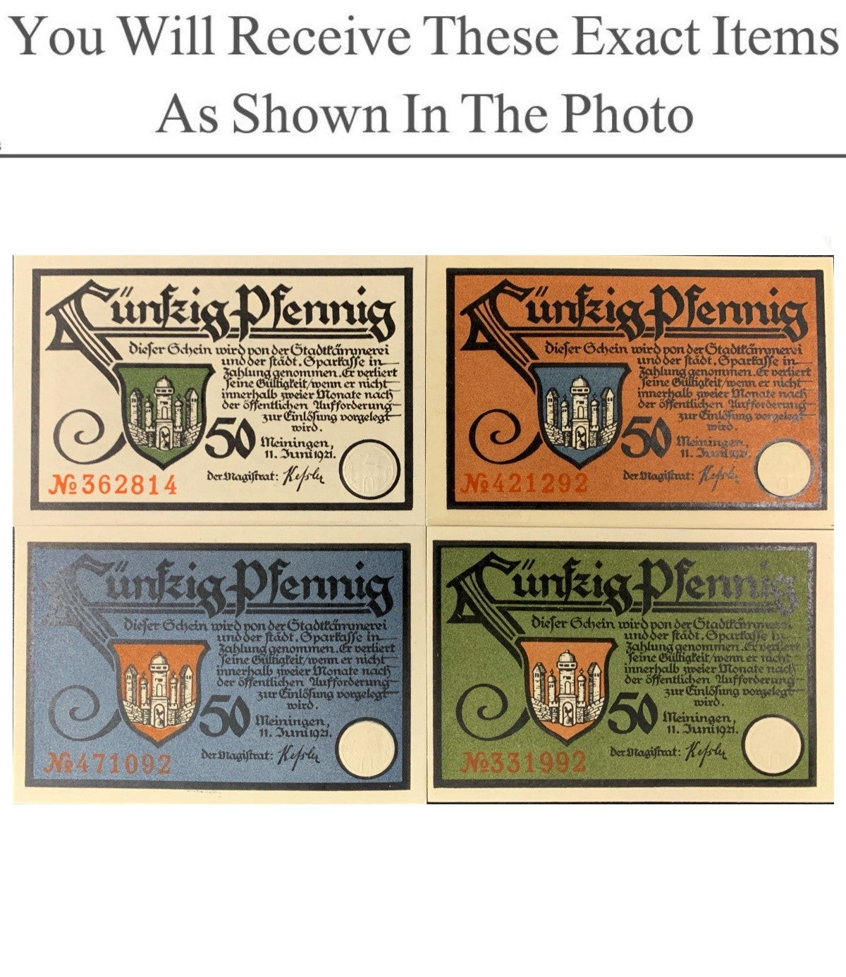 Germany Notgeld MEININGEN 50 Pfennig 1921 Full Set 4 pcs