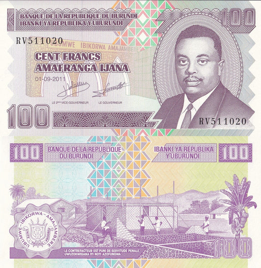 Burundi 100 Amafranga 2011 P 44b UNC
