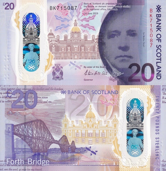 Scotland 20 Pounds Sterling 2019 P 132 POLYMER UNC BANK OF SCOTLAND