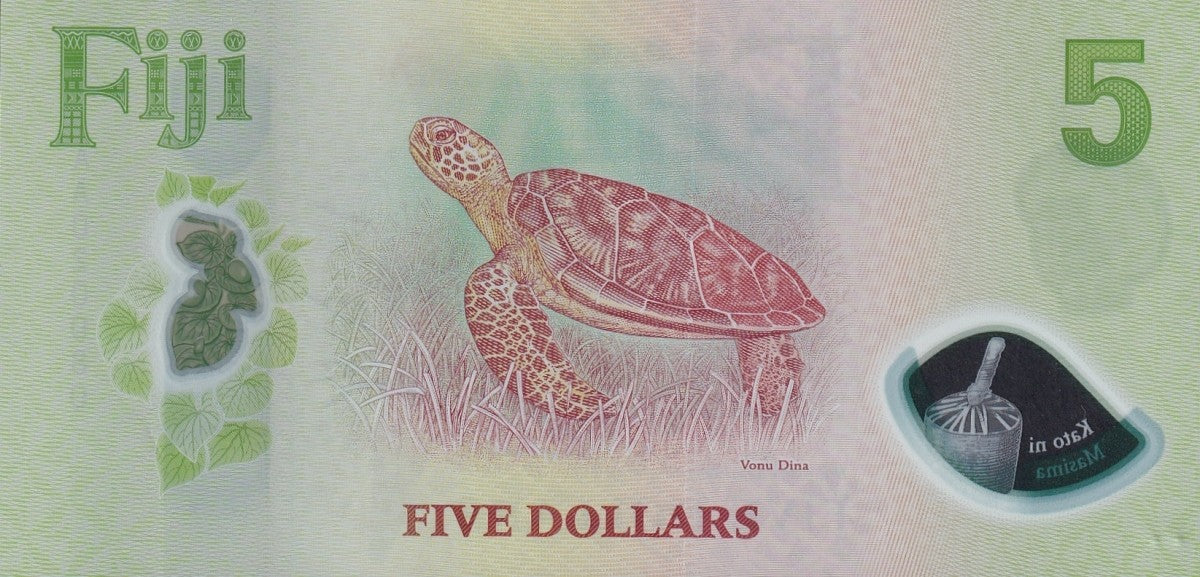 Fiji 5 Dollars 2026 P New Design Polymer UNC AA Prefix