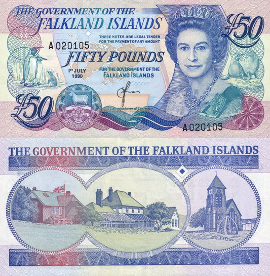 Falkland Islands 50 Pounds 1990 P 16 UNC