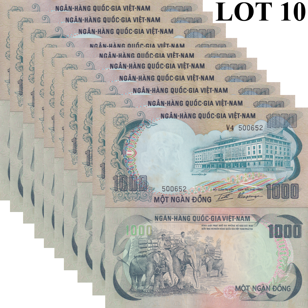 Viet Nam Vietnam South 1000 Dong ND 1972 P 34 UNC FOXING 1/10 Bundle LOT 10 pcs