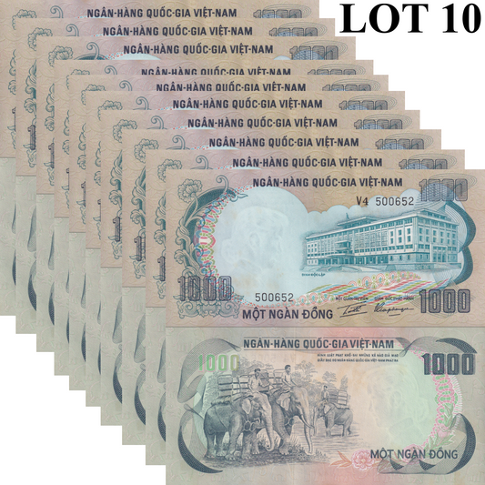 Viet Nam Vietnam South 1000 Dong ND 1972 P 34 UNC FOXING 1/10 Bundle LOT 10 pcs