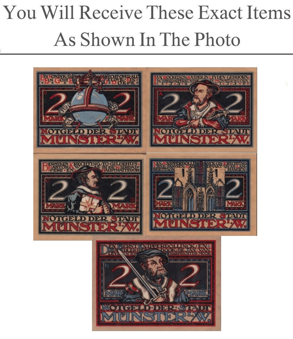 Germany Notgeld MUNSTER 2 Mark 1921 Set 5 pcs