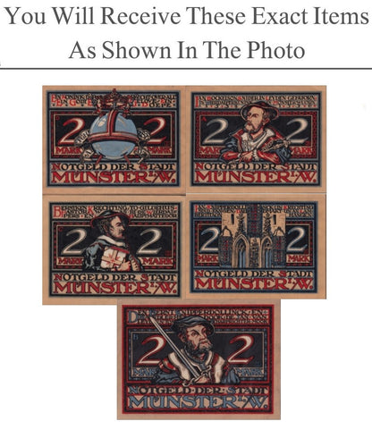 Germany Notgeld MUNSTER 2 Mark 1921 Set 5 pcs