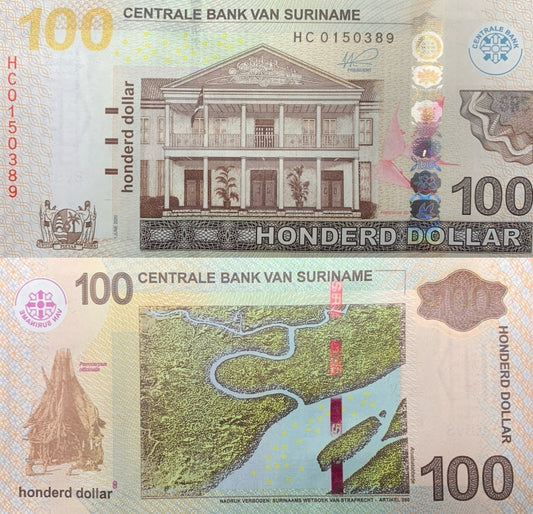 Suriname 100 Dollars 2020 P 166 UNC