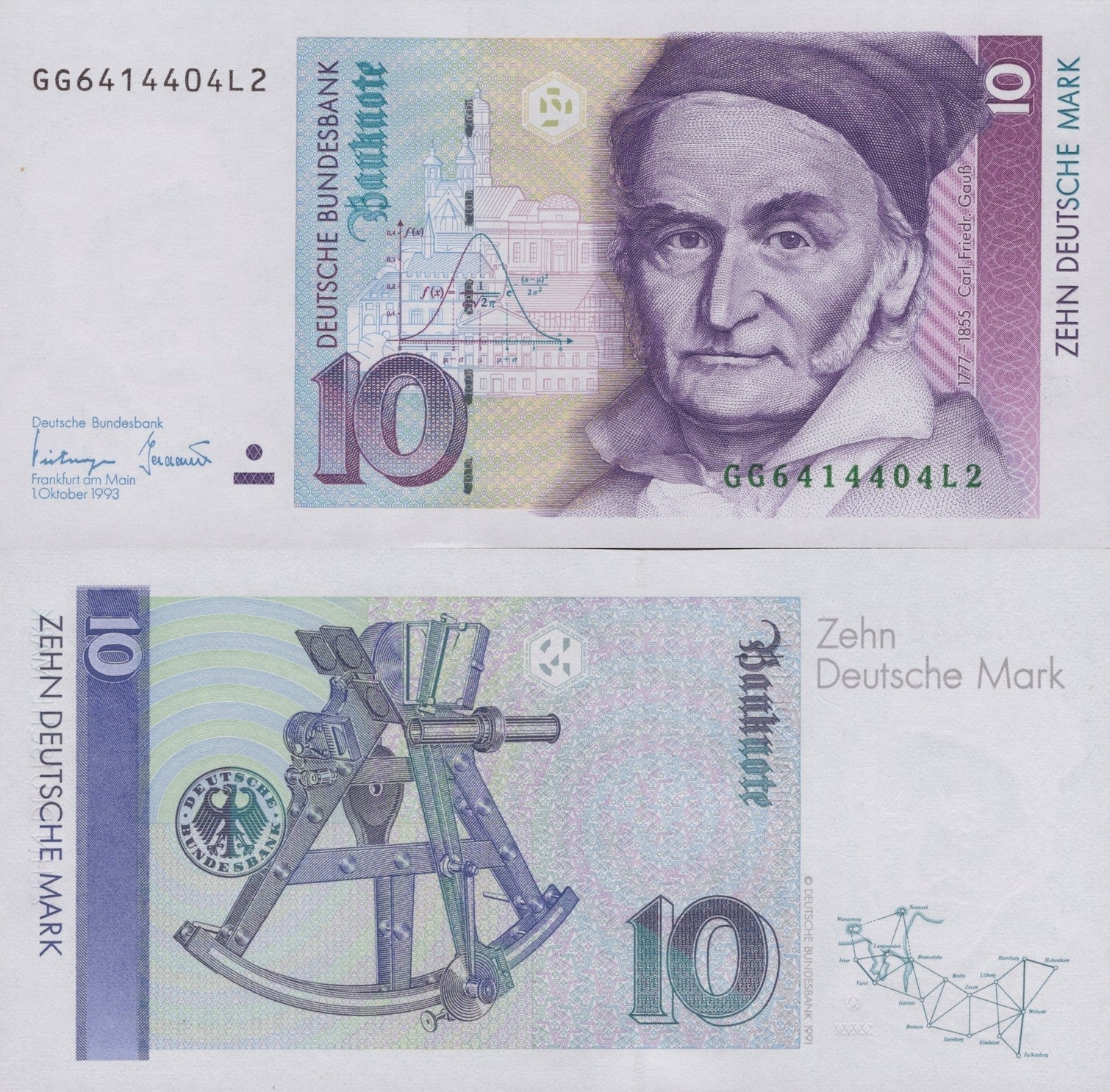 Germany 10 Deutsche Mark 1993 P 38c UNC MINOR SPOT