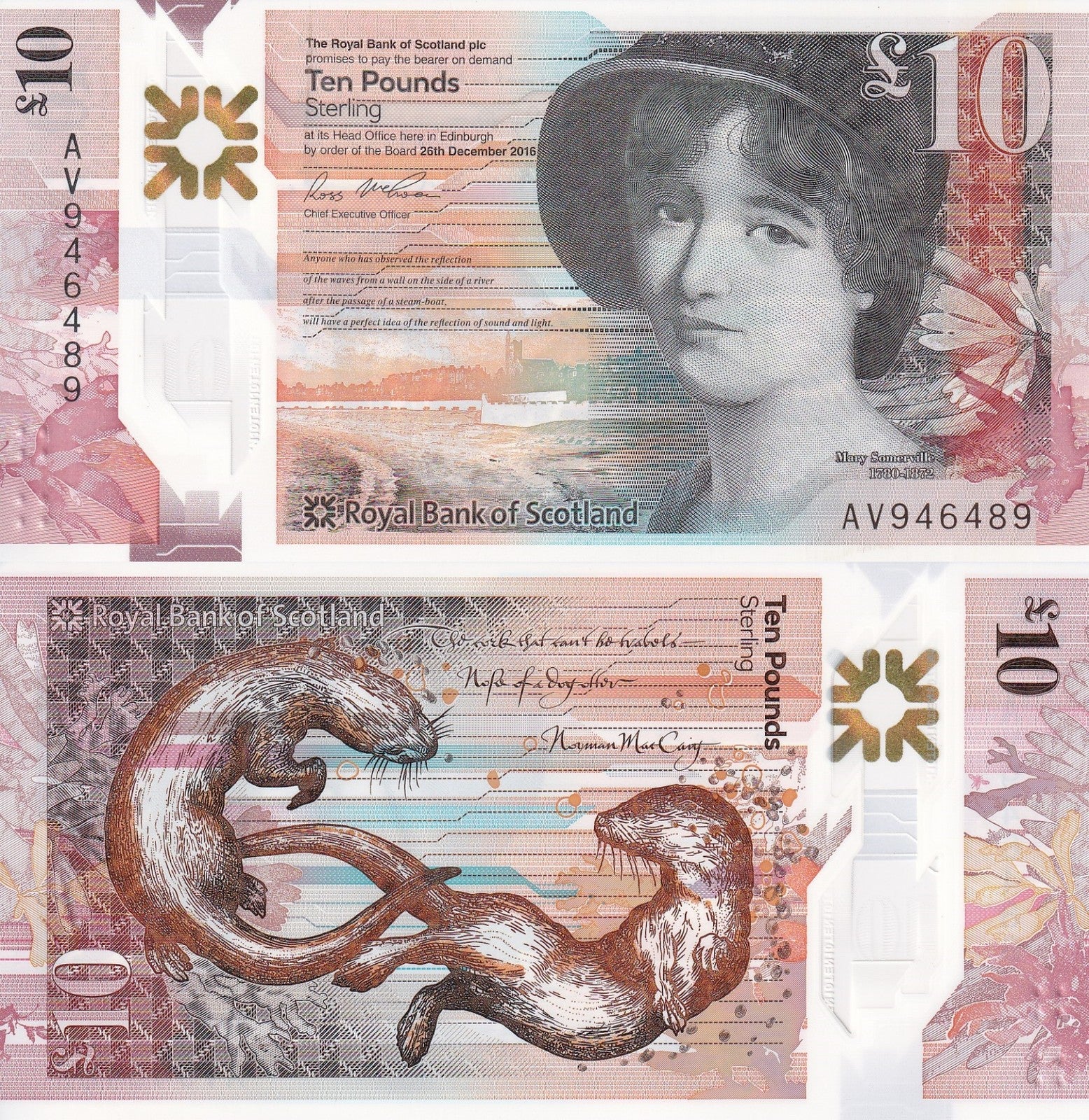 Scotland 10 Pounds Sterling 2016 P 371 Polymer UNC ROYAL BANK OF SCOTLAND