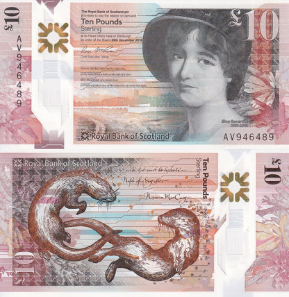 Scotland 10 Pounds Sterling 2016 P 371 Polymer UNC ROYAL BANK OF SCOTLAND