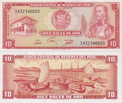 Peru 10 Soles De Oro 1975 P 106 UNC