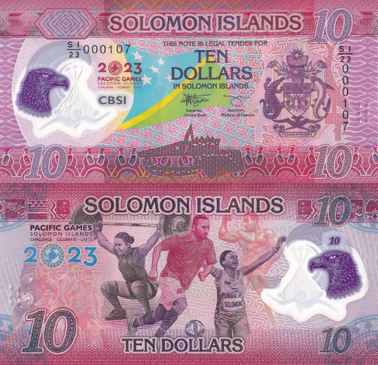 Solomon Islands 10 Dollars 2023 P 39 Polymer UNC Commemorative LOW S/N 000XXX
