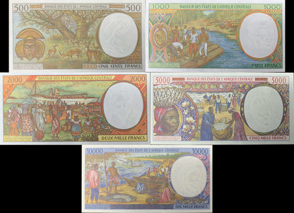 Central African States Gabon 2000 P 501Ng 502Ng - 505Ng Code N UNC Set 5 pcs