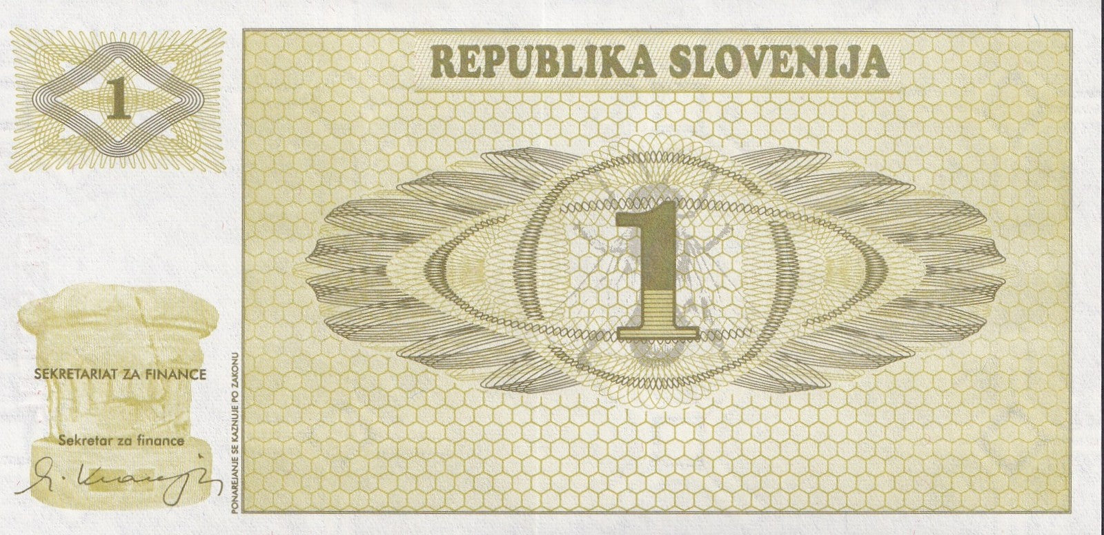 Slovenia 1 Tolar 1990 P 1 UNC