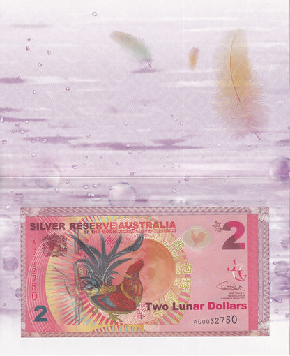 Australia 2 2017 UNC Year of Rooster Silver Reserve of the Moon With Folder