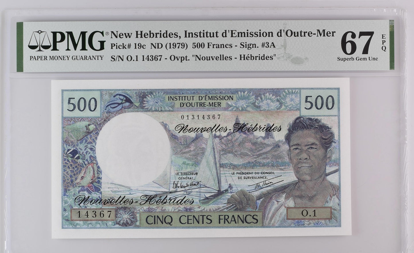 New Hebrides 500 Francs ND 1979 P 19c UNC PMG 67 EPQ 3rd TOP POP