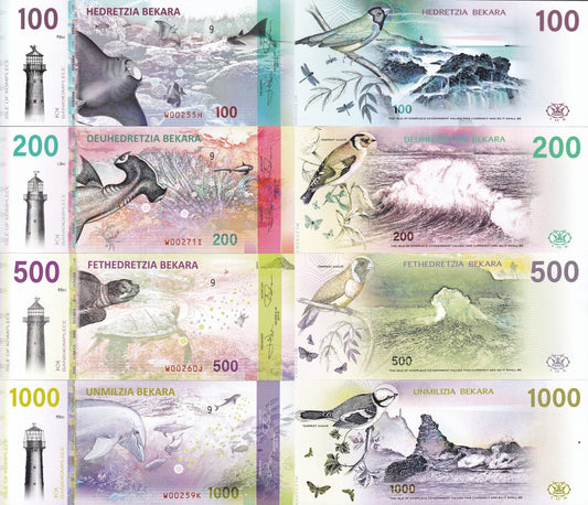 Isle of Komplace Test Note 100 200 500 1000 Bekara 2019 Polymer UNC Set 4 pcs