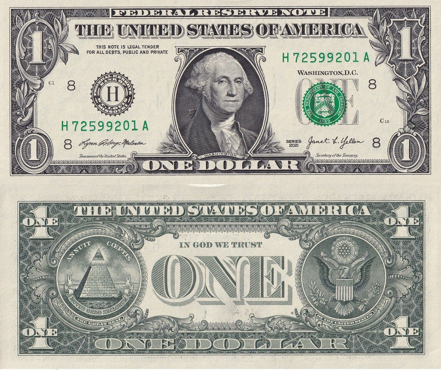 United States USA 1 Dollar 2021 P 549 H St. Louis MO UNC 1 Bundle Lot 100 pcs