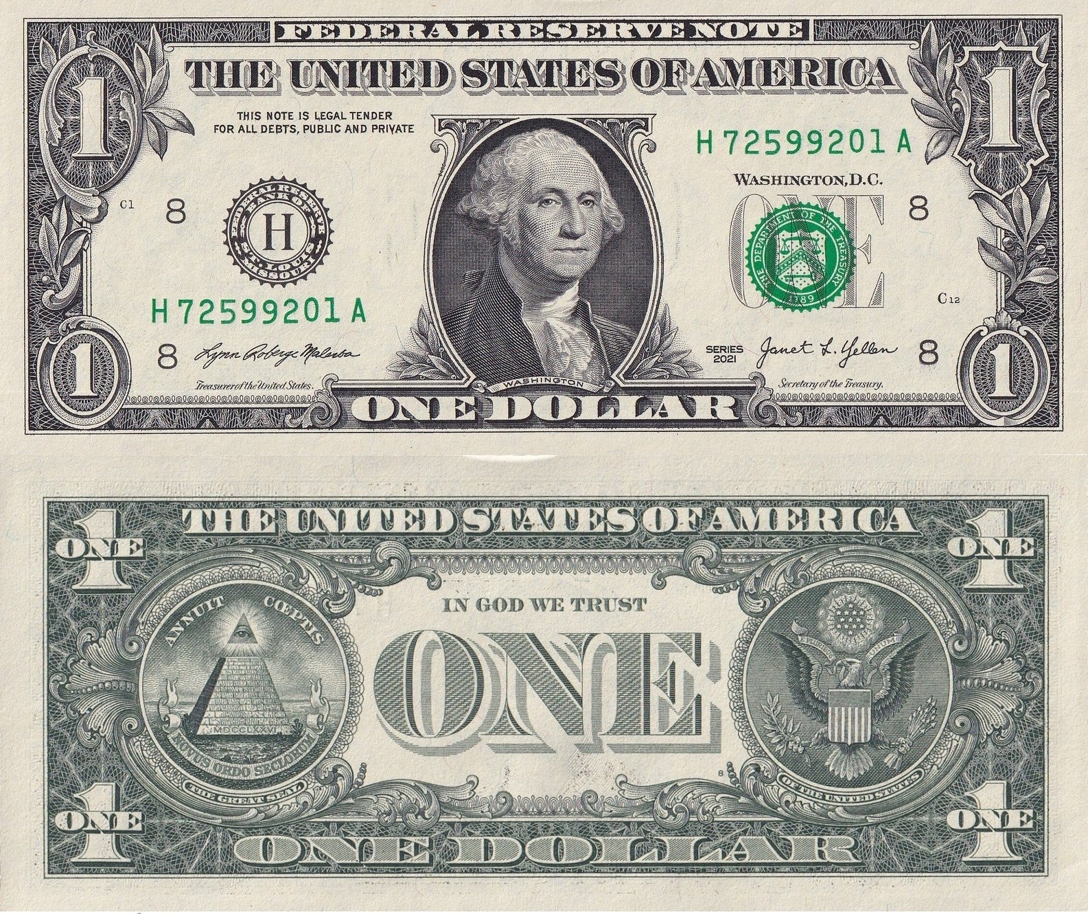 United States USA 1 Dollar 2021 P 549 H St. Louis MO UNC 1 Bundle Lot 100 pcs